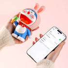 Rock Doraemon Singing Rabbit Bluetooth Speaker - Blue/White-Cheeks light up red when paired with a Bluetooth device