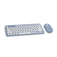 Logitech Pebble 2 Keyboard and Mouse Combo for Mac - Tonal Blue - English-Defy Boring: Get the keyboard and mouse combo that expresses your vibe, a slim combo design, in a choice of colours with smarter tech, make your statement with the Slim Bluetooth Combo