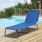 Outsunny Folding Lounge Chair - 5 Position Sun Tanning Chair - Blue-This patio set offers supportive backrests and armrests for comfortable, steady seating