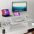 Mount-It! Standing Desk Converter with 38" Desk Top - White-Integrated device channel allows you to keep your tablet or smartphone in sight