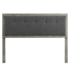 Modway Draper Tufted Fabric and Wood King Headboard - Grey Charcoal-Interchangeable Bed Frame Options