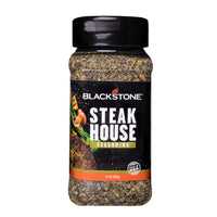 Blackstone Steakhouse Seasoning-Coarse salt, spices, sugar, dehydrated garlic, dehydrated onion, not more than 2% tricalcium phosphate added to prevent caking