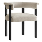 Modway Imogen Fabric Upholstered Barrel Dining Chairs - Heathered Weave Ivory/Black - 2 Pack-Assembly Required 