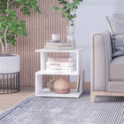 HOMCOM Side Table with Storage - White-Constructed with particle board for long lasting use 