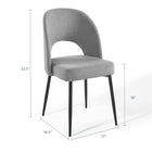 Modway Rouse Upholstered Fabric Dining Side Chair - Black/Light Grey - 2 Pack-Soft Fabric Upholstery
