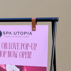 Futech Swing Board Metal A-Frame with Panel - 22"W x 28"H - Black-Weather-resistant PVC panel offers a smooth surface for custom graphics, promotional messaging, or business information.