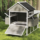 PawHut 137" L Wooden Chicken Coop with Chicken Run and Nesting Box - Dark Grey-A ventilated roosting area provides air circulation and light 
