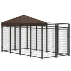 PawHut Outdoor Dog Kennel for Large and Medium Dogs - 9.3' L x 4.6' W x 5.3' - Black-Shady roof keeps pets cool, dry, comfortable, and protected from the rain 
