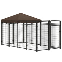 PawHut Outdoor Dog Kennel for Large and Medium Dogs - 9.3' L x 4.6' W x 5.3' - Black-Shady roof keeps pets cool, dry, comfortable, and protected from the rain 