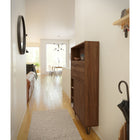 Nexera Slim Bar Cabinet - Secretary Bookcase Desk With Storage - Walnut-10