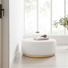 Modway Tilden Large 38" Round Performance Velvet Upholstered Ottoman - Alabaster/Natural-Dense Foam Padding