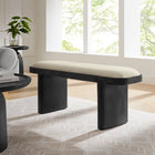 Modway Iver 43" Upholstered Wood Accent Bench - Black/Flax-Kiln-Dried Pine Wood Frame