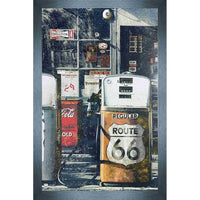 Route 66 Gas Stations - Framed Print - 38" x 29"-High-quality art print professionally matted and framed