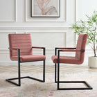 Modway Savoy Performance Velvet Dining Chairs - Dusty Rose - 2 Pack-Ribbed Tufting
