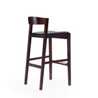 Manhattan Comfort Klismos 20" Mid-Century Modern Faux Leather Upholstered Bar Stool - Black and Dark Walnut - 2 Pack-Includes Gold Metal Footrest