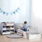Qaba Toddler Toy Box Storage, Kids Storage Bench Seat with Backrest - Grey-Spacious space holds toys, books, and clothes for easy organization
