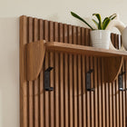 Modway Render Fluted Coat Rack Panel with Shelf - Walnut-Decorative and Functional Storage