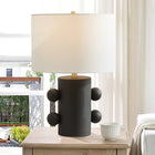 Hudson&Canal Jurrah 20" Tall Ceramic Table Lamp with Fabric Shade - Matte Black/White-Product Dimensions: 13" L x 13" W x 20.5" H