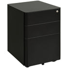 Vinsetto 3-Drawer Office Filing Cabinet with Wheels Lockable - Black-Compact design fits under desks for space-saving storage
