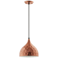 Modway Dimple 11" Bell-Shaped Pendant Light - Rose Gold-Hammered Pendant Light