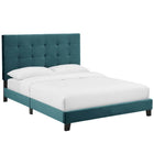 Modway Melanie Tufted Button Upholstered Performance Velvet Queen Platform Bed - Sea Blue-Durable Stain-Resistant Fabric