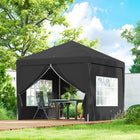 Outsunny 10' ft W x 10 ft L Outdoor Pop Up Party Tent with Carrying Bag - Black-A piece instant frame sets up in seconds, simply expand to open