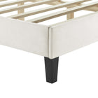 Modway Leah Chevron Tufted Performance Velvet Queen Platform Bed with Tapered Black Wood Legs - White-Bed Frame Weight Capacity: 800 lbs