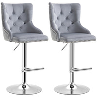 HOMCOM Adjustable Swivel Bar Stools with Footrest - Grey - 2 Pack-Packaged in a set of 2 for a coordinating look
