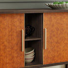 Modway Coralie 63" Curved Vegan Leather Oval Sideboard - Walnut Tan-Hidden Interior Storage