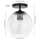 Hudson&Canal Bartlett 9" Wide Semi Flush Mount with Glass Shade - Matte Black/Clear-Clean with a soft, dry cloth and no harsh chemicals or abrasive cleaning materials