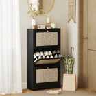 HOMCOM Rattan Shoe Storage Organizer with 3 Flip Drawers - Black-Three flip drawers hold up to 18 pairs of shoes