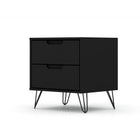 Manhattan Comfort Rockefeller 20.08" Mid-Century Modern 2-Drawer Nightstand - Black-17.62" L x 20.08" W x 21.65" H