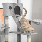 PawHut 94" - 102" Floor-To-Ceiling Huge Cat Tree Tower - Light Grey-Colour: Brown and Beige 