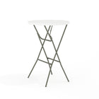 Flash Furniture 32" Round Granite Plastic Bar Height Folding Table - White-Ready To Use Commercial Table