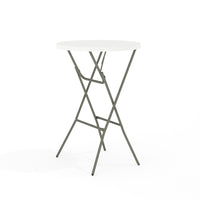 Flash Furniture 32" Round Granite Plastic Bar Height Folding Table - White-Ready To Use Commercial Table