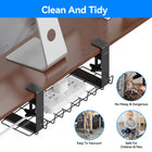 ShoppingAll Under Desk Cable Organizer Tray Wire Management Rack with 10 Cable Ties - Black - 4 Pack-9