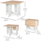 HOMCOM Drop-Leaf Folding Dining Table with Storage Shelf for 4-6 - Oak-Simple design in neutral colour, suitable for lots of living spaces