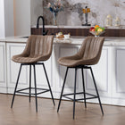 HOMCOM 27" Counter Height PU Leather Bar Stools - Brown - 2 Pack-Curved, cushioned backrest and seat ensure comfort
