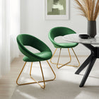 Modway Nouvelle Performance Velvet Dining Chair - Gold/Emerald - 2 Pack-Glam Deco Accent Chairs