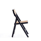 Manhattan Comfort Pullman 18.11" Industry Chic Dining Folding Chair - Black and Natural Cane - Set of 4-Featuring Folding Capabilities. Perfect to Store Away When Not in Use