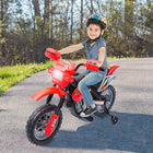 Aosom 6V Kids Electric Ride-On Dirt Bike - Red-A prominent on/off switch, 2 training wheels and 2km/h speed assure a safe ride 