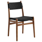 Modway Wynn Rope and Wood Dining Side Chair - Walnut Black-Dining Accent Chair