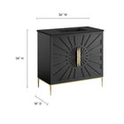 Modway Awaken 36" Bathroom Vanity - Black-Solid Wood and MDF Construction