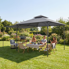 Outsunny 10.5 ft W x 10.5 ft L Patio Gazebo Extendable Shade - Dark Grey-Polyester canopy offers UPF 30+ protection, shielding you from harmful sun rays