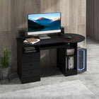 HOMCOM 49.25" Computer Desk with Drawers - Black-Large desktop, drawers, keyboard tray and shelves provide ample storage space