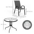 Outsunny 5 Pieces Patio Dining Set - 4 Seater Garden Furniture - Black-Powder-coated steel frames, strong for outdoors