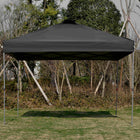 Outsunny 10 ft W x 10 ft L Pop Up Canopy Tent with Airy Top Vent and Bag - Black-Black-coated Oxford fabric provides superior UV protection