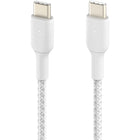 Belkin Braided USB-C to USB-C 2.0 Cable - 1m - White-Supports USB-C Power Delivery for fast charging up to 60W 