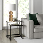 Hudson&Canal Rocco Rectangular Nested Side Table - Blackened Bronze-Tabletops are made of durable tempered glass