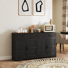 HOMCOM 55.1" L Sideboard Buffet Cabinet with Storage - Black-Modern shaker door style with sleek handles fits multiple decors